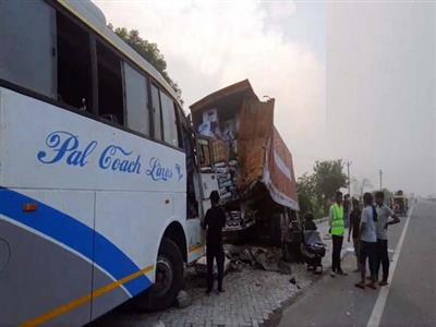 UP: Two killed, 16 injured as double-decker bus rams into parked truck in Hathras