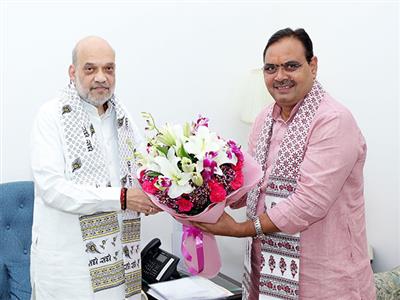 Rajasthan CM Bhajanlal Sharma calls on Union Home Minister Amit Shah in Delhi