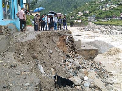 Uttarakhand: Budhakedar-Jhala road in Tehri Garhwal damaged due to heavy rain