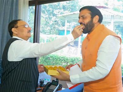 Haryana Chief Minister Nayab Singh Saini meets BJP President JP Nadda in Delhi