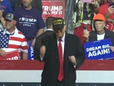 Donald Trump celebrates rally in Georgia with a dance to 'YMCA'