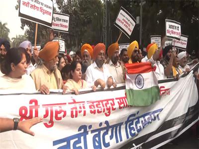 Delhi: Hindu Sikh Global Forum protest against temples attacks in Canada, condemn separatist ideologyagainst Canada temple attack by Hindu Sikh Forum calls for unity