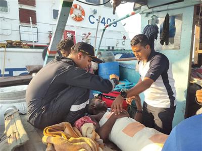 Indian Coast Guard rescues fisherman injured at sea