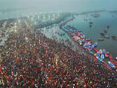 Maha Kumbh 2025: 40 lakh devotees take holy dip at Sangam as of 8:00 AM on day one, says UP govt