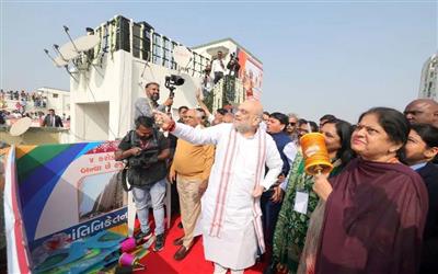 Amit Shah flies kite, celebrates Makar Sankranti in Ahmedabad's society with Gujarat CM