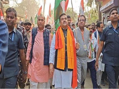 Republic Day celebrations: BJP's Suvendu Adhikari takes out rally in Malda