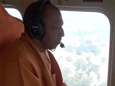 Yogi Adityanath conducts aerial survey of Maha Kumbh area in UP