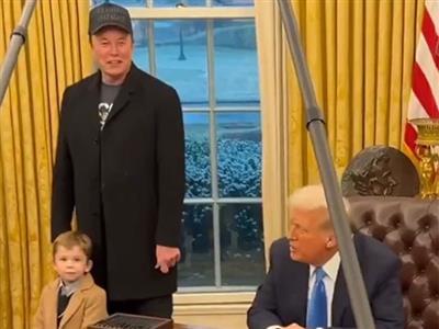 Musk, his son 'X' join Donald Trump in Oval Office as DOGE executive order is signed